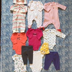 11- Pieces baby girl’s clothings size 3 months